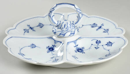 Blue Fluted Plain (No Trim) 4-Part Relish