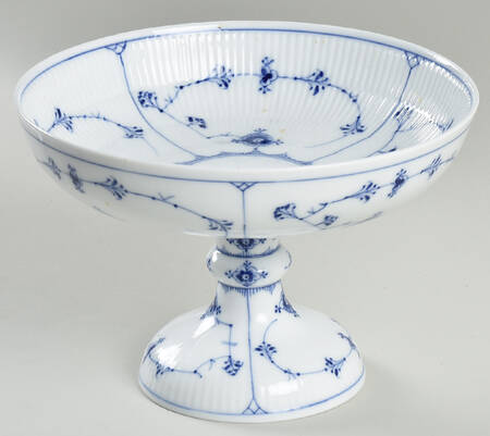 Blue Fluted Plain (No Trim) Round Compote (Height X Width)