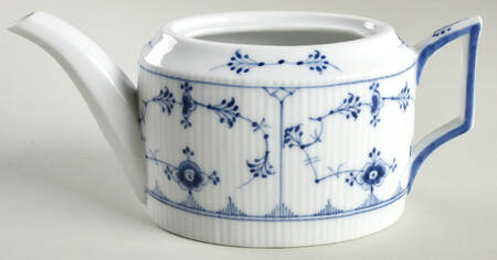 Blue Fluted Plain (No Trim) Mini Teapot No Lid