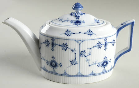 Blue Fluted Plain (No Trim) Mini Teapot & Lid