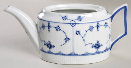 Blue Fluted Plain (No Trim) Mini Teapot No Lid