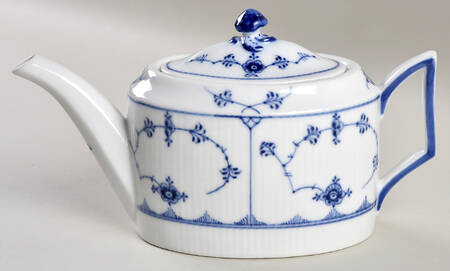 Blue Fluted Plain (No Trim) Mini Teapot & Lid