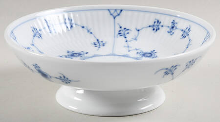 Blue Fluted Plain (No Trim) Footed Cereal Bowl