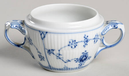 Blue Fluted Plain (No Trim) Sugar Bowl No Lid