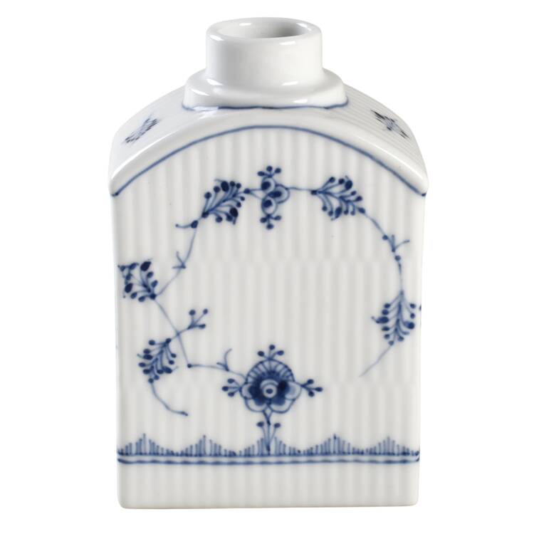 Blue Fluted Plain (No Trim) Tea Caddy No Lid