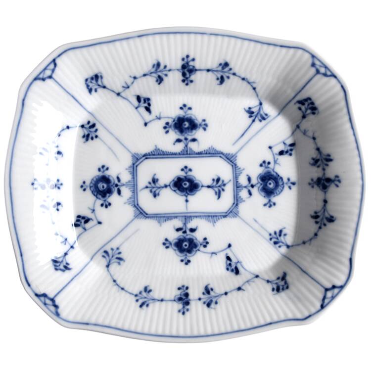 Blue Fluted Plain (No Trim) Rectangular Pickle Dish