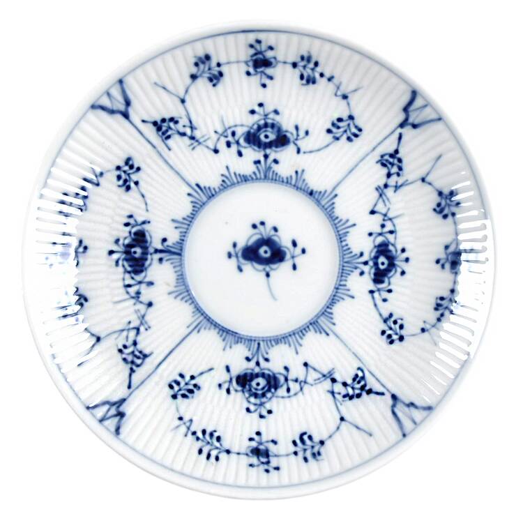Blue Fluted Plain (No Trim) Saucer for Flat Cream Soup Bowl