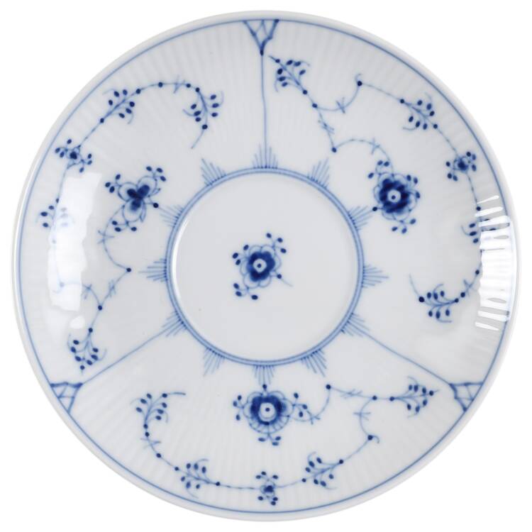 Blue Fluted Plain (No Trim) Saucer for Flat Cup