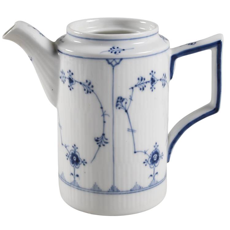 Blue Fluted Plain (No Trim) Coffee Pot No Lid