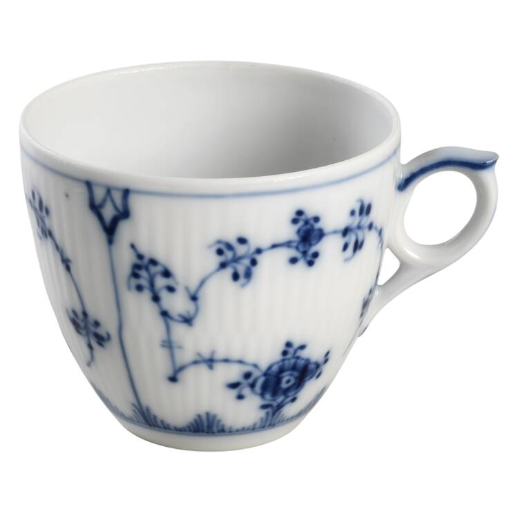 Blue Fluted Plain (No Trim) Flat Demitasse Cup
