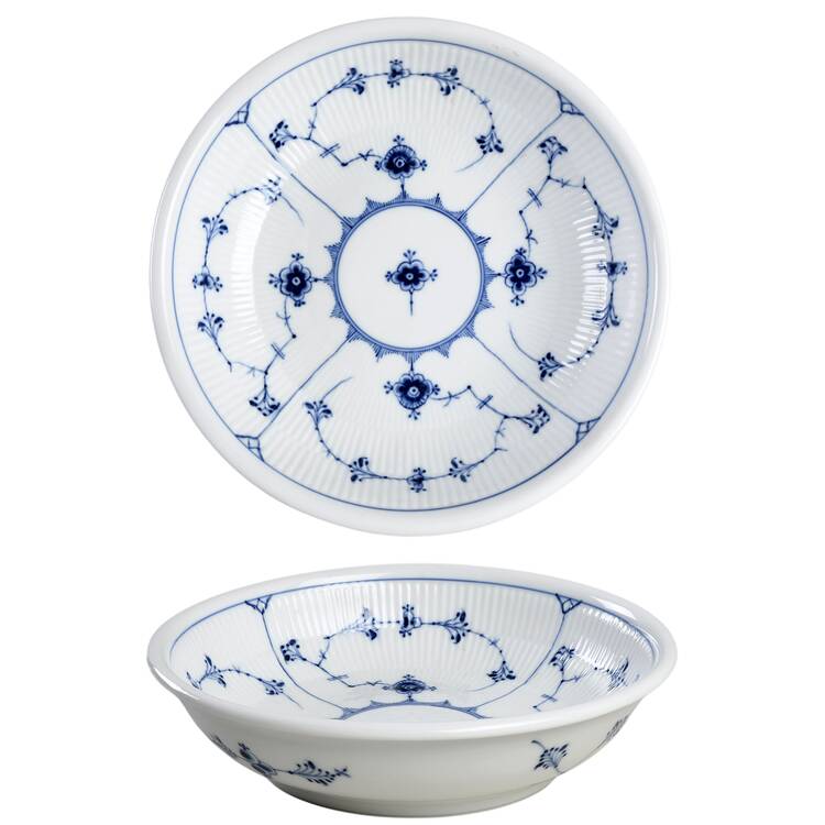 Blue Fluted Plain (No Trim) 10" Round Vegetable Bowl
