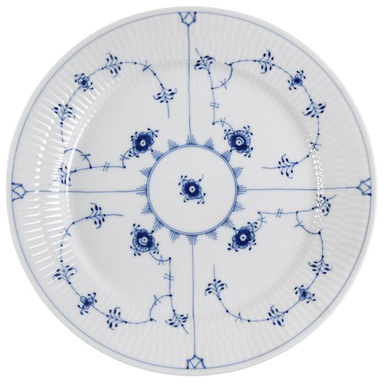 Blue Fluted Plain (No Trim) Dinner Plate