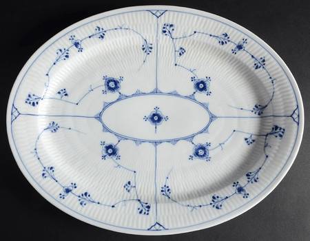Blue Fluted Plain (No Trim) 14" Oval Serving Platter