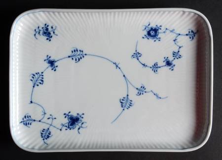 Blue Fluted Plain (No Trim) Rectangular Tray