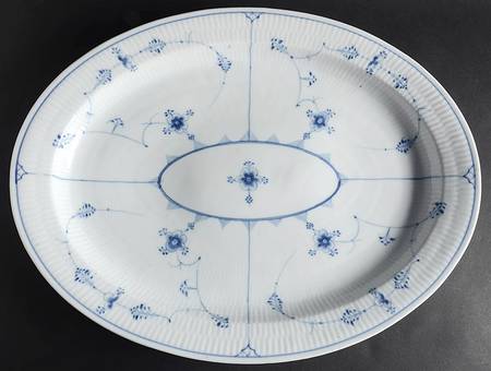 Blue Fluted Plain (No Trim) 18" Oval Serving Platter