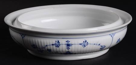 Blue Fluted Plain (No Trim) Round Vegetable No Lid