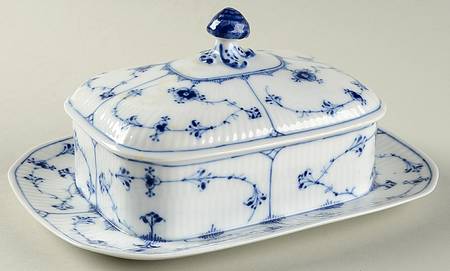 Blue Fluted Plain (No Trim) Butter Box & Lid