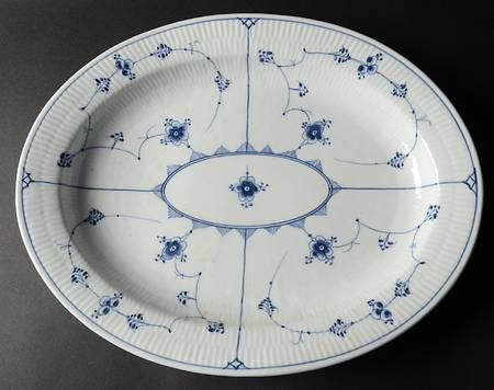 Blue Fluted Plain (No Trim) 16" Oval Serving Platter