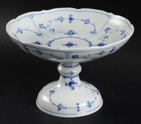 Blue Fluted Plain (No Trim) Round Compote (Height X Width)