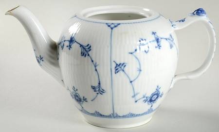 Blue Fluted Plain (No Trim) Small Teapot No Lid