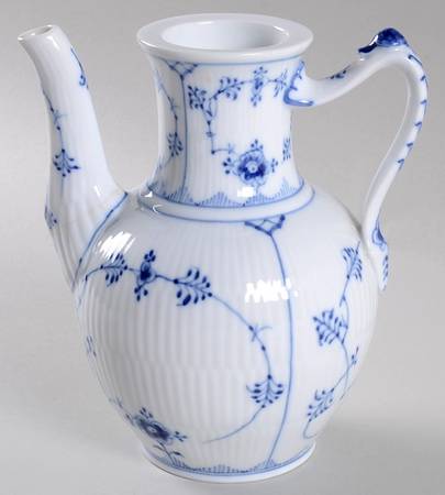 Blue Fluted Plain (No Trim) Mini Coffee Pot No Lid
