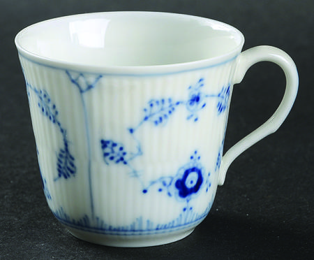 Blue Fluted Plain (No Trim) Flat Demitasse Cup
