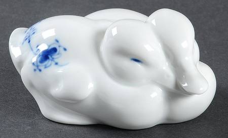 Blue Fluted Plain (No Trim) Duck Figurine