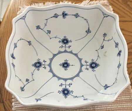 Blue Fluted Plain (No Trim) 11" Square Vegetable Bowl