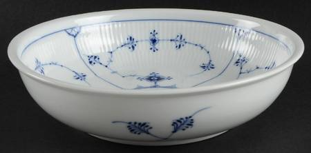 Blue Fluted Plain (No Trim) 9" Round Vegetable Bowl