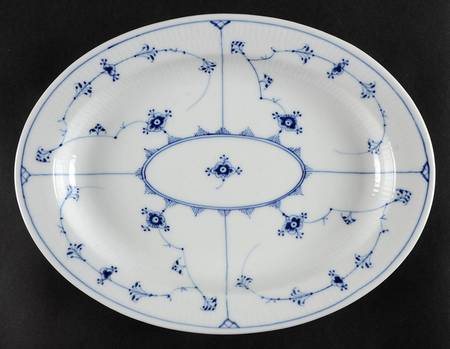 Blue Fluted Plain (No Trim) 13" Oval Serving Platter