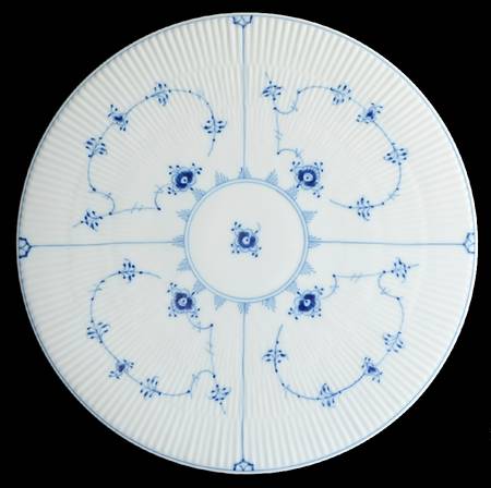 Blue Fluted Plain (No Trim) Low Footed Cake Plate
