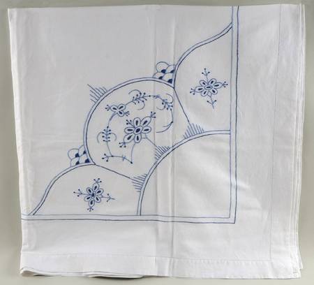 Blue Fluted Plain (No Trim) 50" Square Tablecloth