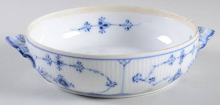 Blue Fluted Plain (No Trim) Round Vegetable No Lid