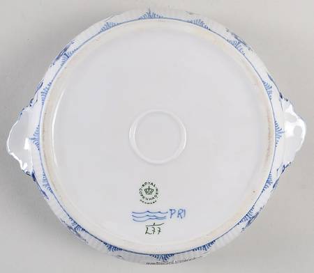Blue Fluted Plain (No Trim) Round Vegetable No Lid