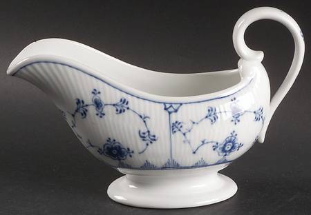 Blue Fluted Plain (No Trim) Gravy Boat