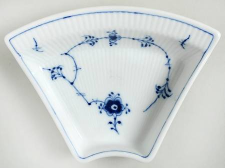 Blue Fluted Plain (No Trim) 7 Piece Lazy Susan Side Section Only