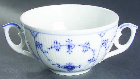 Blue Fluted Plain (No Trim) Cream Soup Bowl