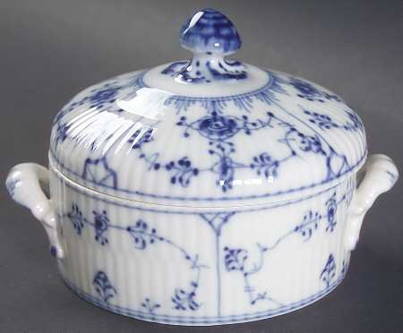 Blue Fluted Plain (No Trim) Butter Box & Lid