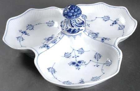 Blue Fluted Plain (No Trim) 3-Part Relish