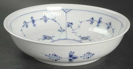 Blue Fluted Plain (No Trim) 8" Round Vegetable Bowl