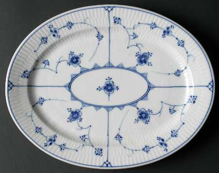 Blue Fluted Plain (No Trim) 12" Oval Serving Platter