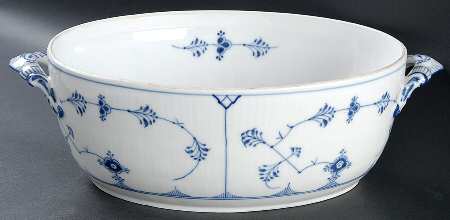 Blue Fluted Plain (No Trim) Oval Tureen No Lid