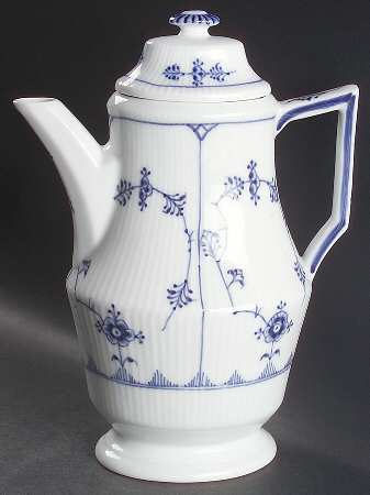 Blue Fluted Plain (No Trim) Coffee Pot & Lid