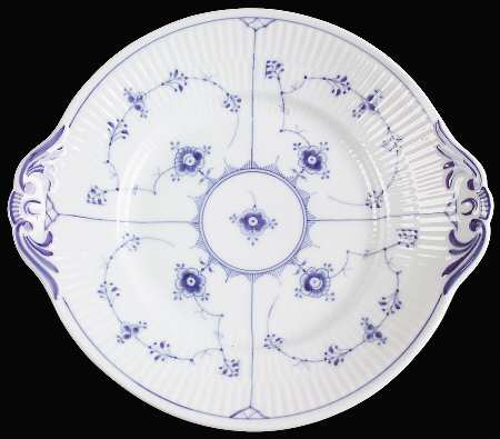 Blue Fluted Plain (No Trim) Handled Cake Plate