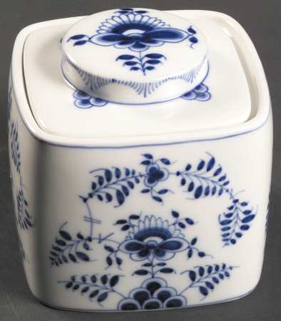 Blue Fluted Plain (No Trim) Biscuit Barrel & Lid