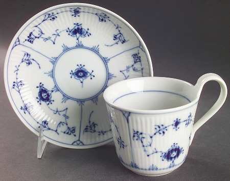 Blue Fluted Plain (No Trim) Breakfast Cup & Saucer Set