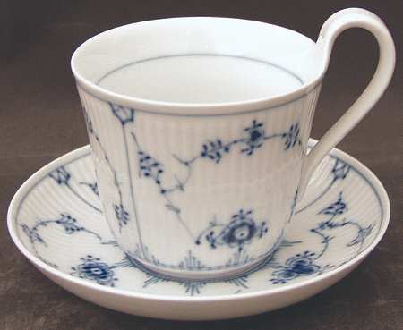 Blue Fluted Plain (No Trim) Breakfast Cup & Saucer Set