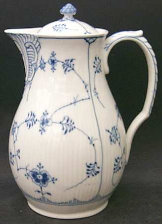 Blue Fluted Plain (No Trim) Chocolate Pot & Lid