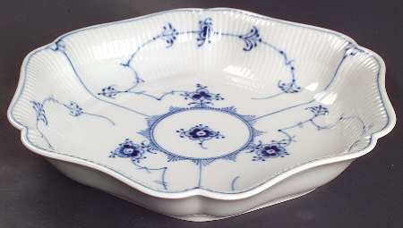 Blue Fluted Plain (No Trim) Hexagonal Cake Plate