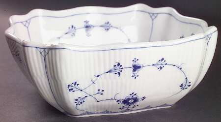 Blue Fluted Plain (No Trim) 9" Square Salad Serving Bowl